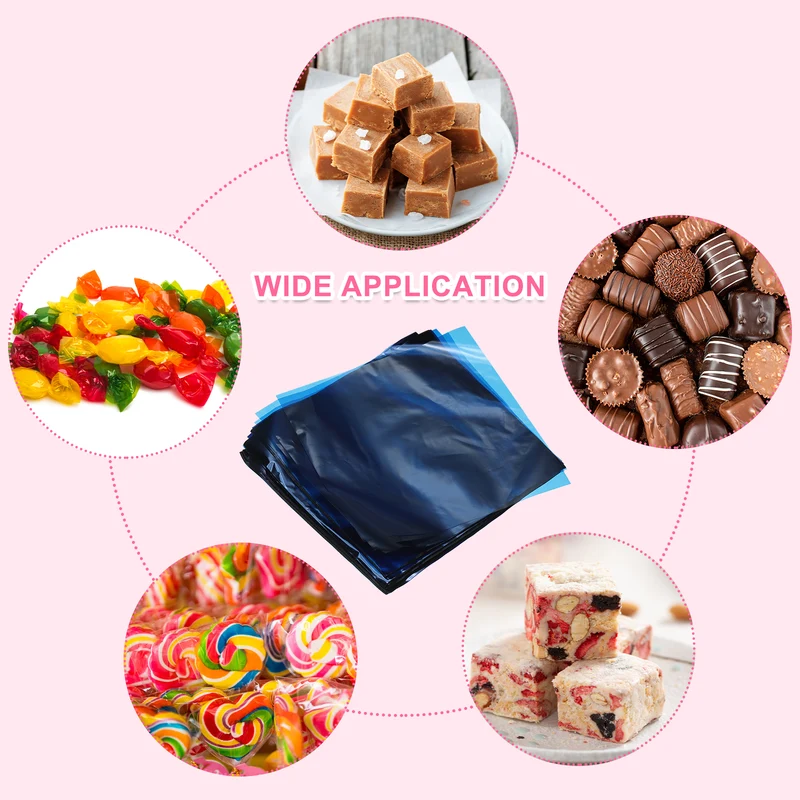 300 Pcs Candy Wrappers, 5 x 5 Inch Chocolate Wrap Paper for Lollipop, Blue