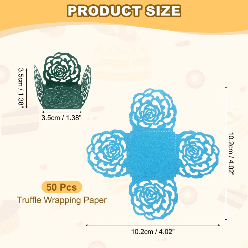 50PCS 4 Inch Truffle Wrappers for Wedding Birthday, Sky Blue