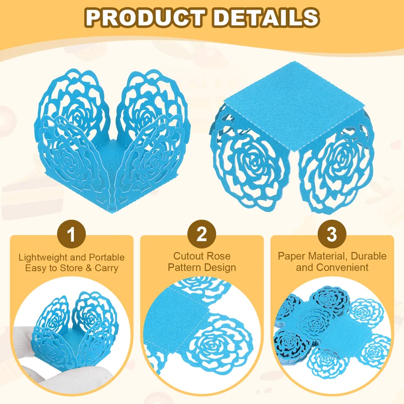 50PCS 4 Inch Truffle Wrappers for Wedding Birthday, Sky Blue