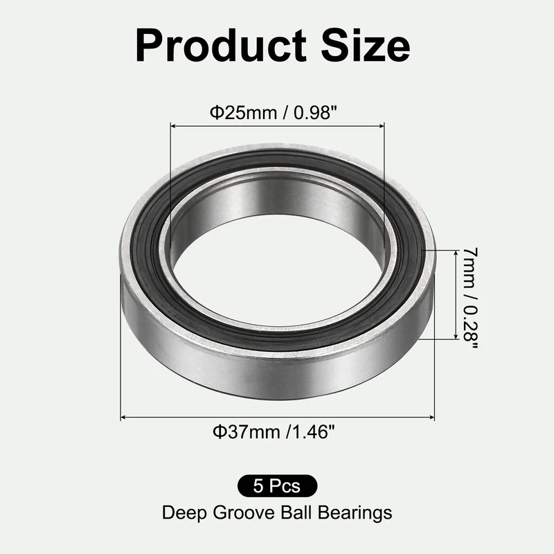 5Pcs 6805-2RS Deep Groove Ball Bearings 25x37x7mm ABEC3 Bearing