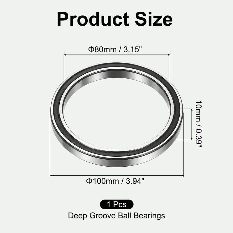 6816-2RS Deep Groove Ball Bearings 80x100x10mm ABEC3 Bearing