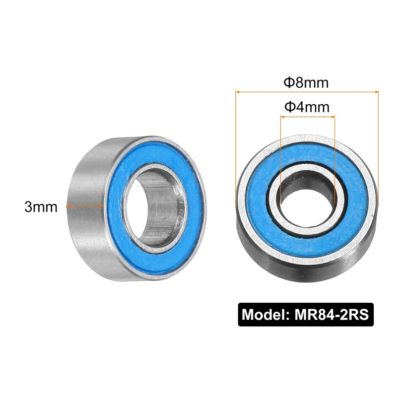 15pcs MR84-2RS Deep Groove Ball Bearings 4x8x3mm, P6 (ABEC 3)