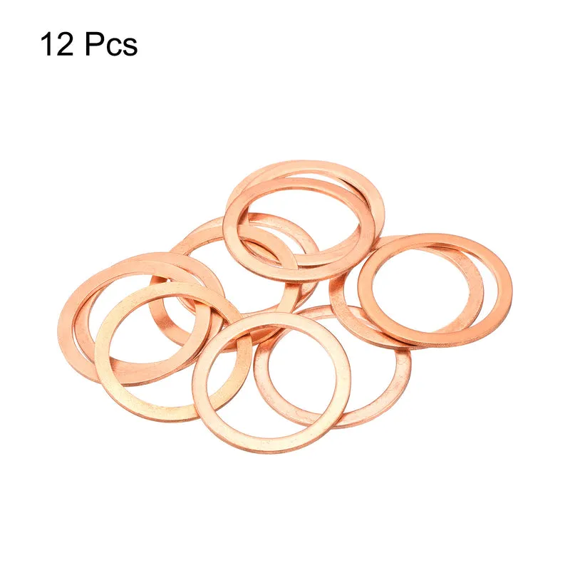 12 Pcs Flat Copper Washers 30x38x1.5mm Copper Flat Sealing Ring Washers