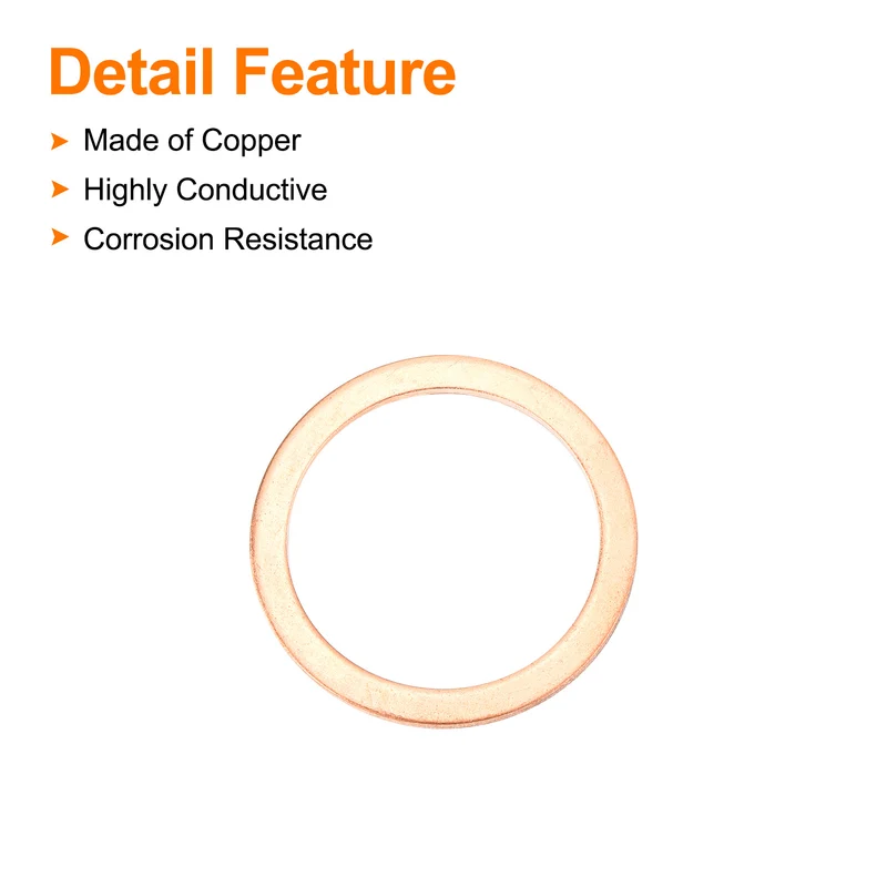 12 Pcs Flat Copper Washers 30x38x1.5mm Copper Flat Sealing Ring Washers