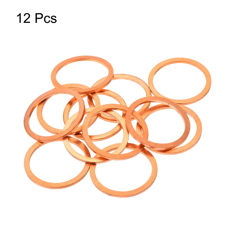 12 Pcs Flat Copper Washers 30x36x2mm Copper Flat Sealing Ring Washers
