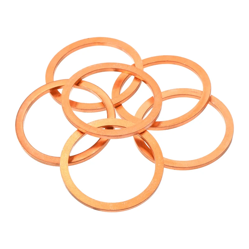 6 Pcs Flat Copper Washers 30x36x2mm Copper Flat Sealing Ring Washers