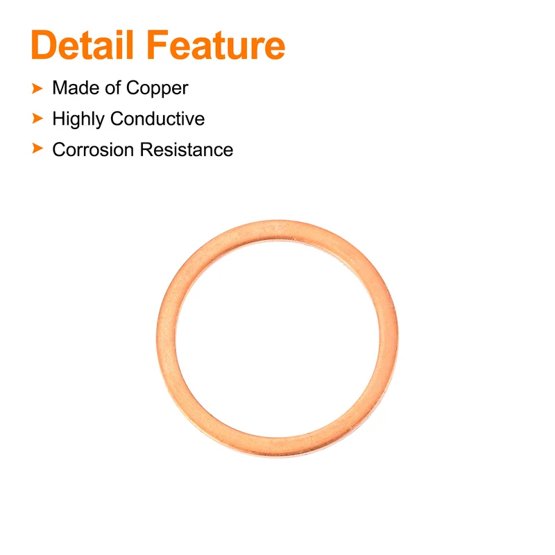 6 Pcs Flat Copper Washers 30x36x2mm Copper Flat Sealing Ring Washers