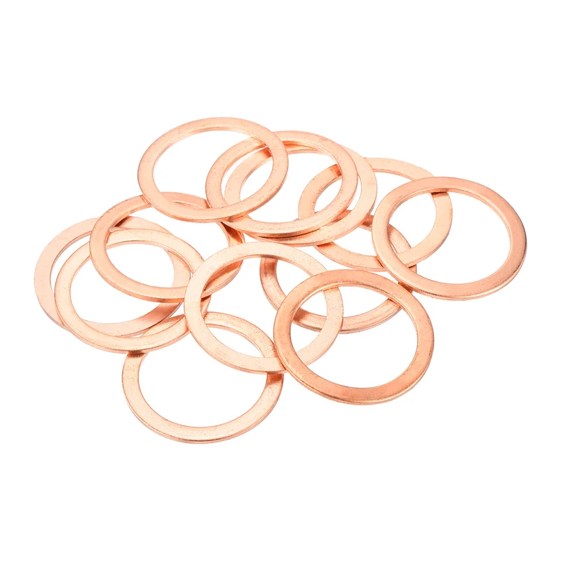12 Pcs Flat Copper Washers 28x36x1.5mm Copper Flat Sealing Ring Washers