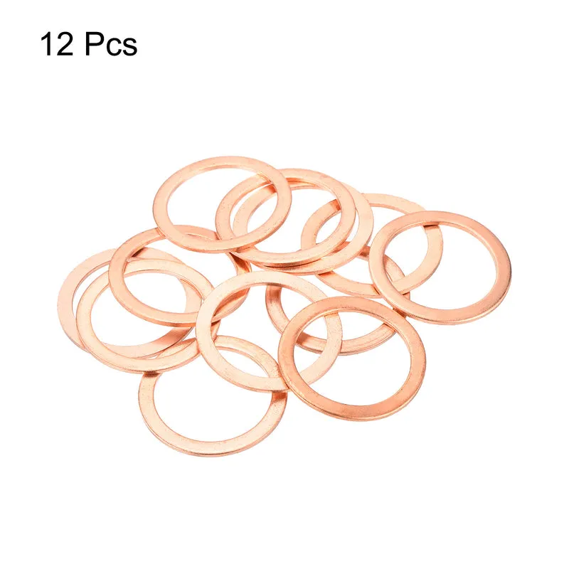 12 Pcs Flat Copper Washers 28x36x1.5mm Copper Flat Sealing Ring Washers