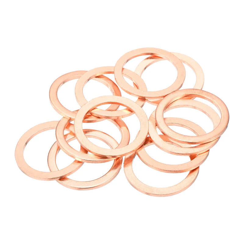 12 Pcs Flat Copper Washers 27x35x2mm Copper Flat Sealing Ring Washers