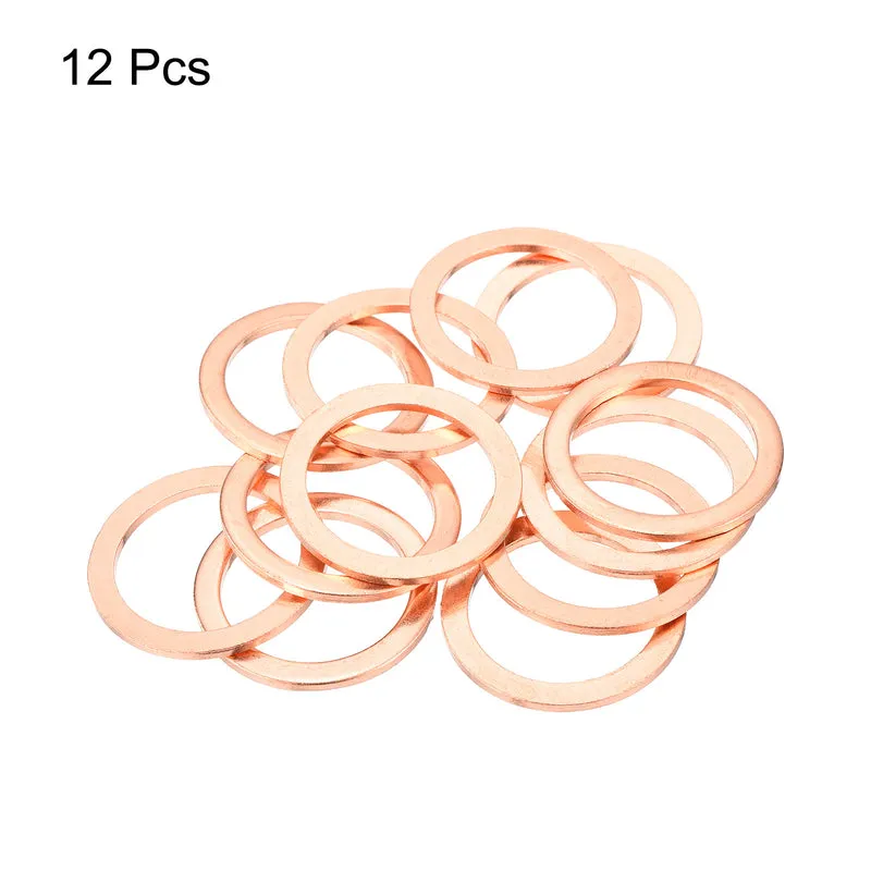 12 Pcs Flat Copper Washers 27x35x2mm Copper Flat Sealing Ring Washers