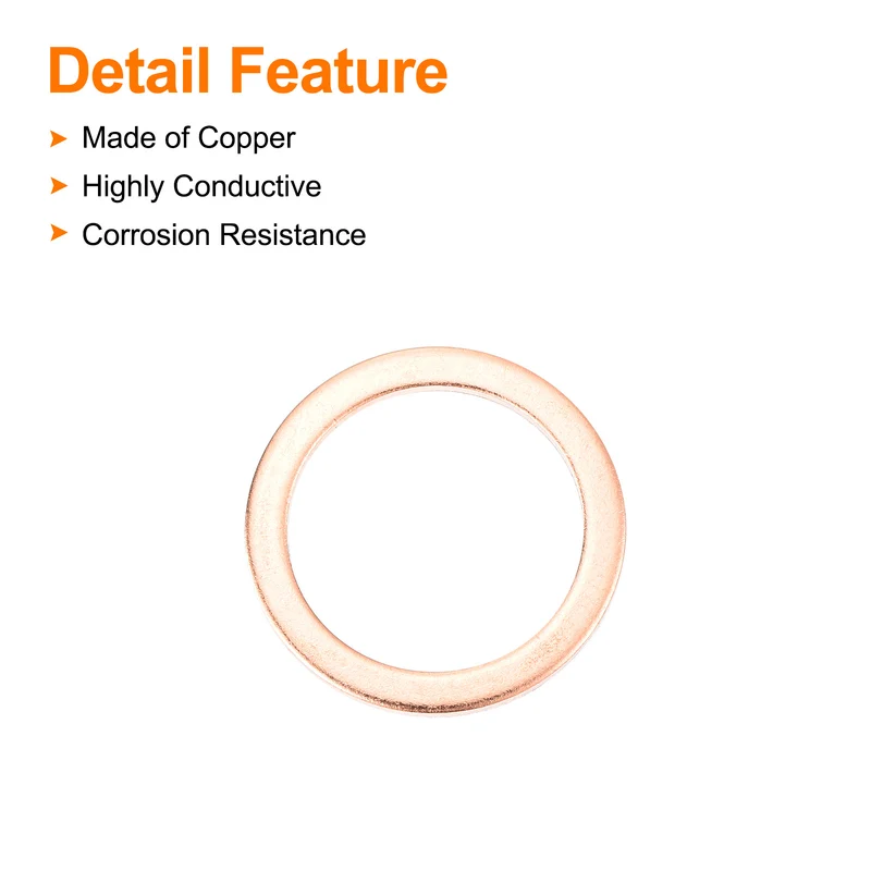 12 Pcs Flat Copper Washers 27x35x2mm Copper Flat Sealing Ring Washers