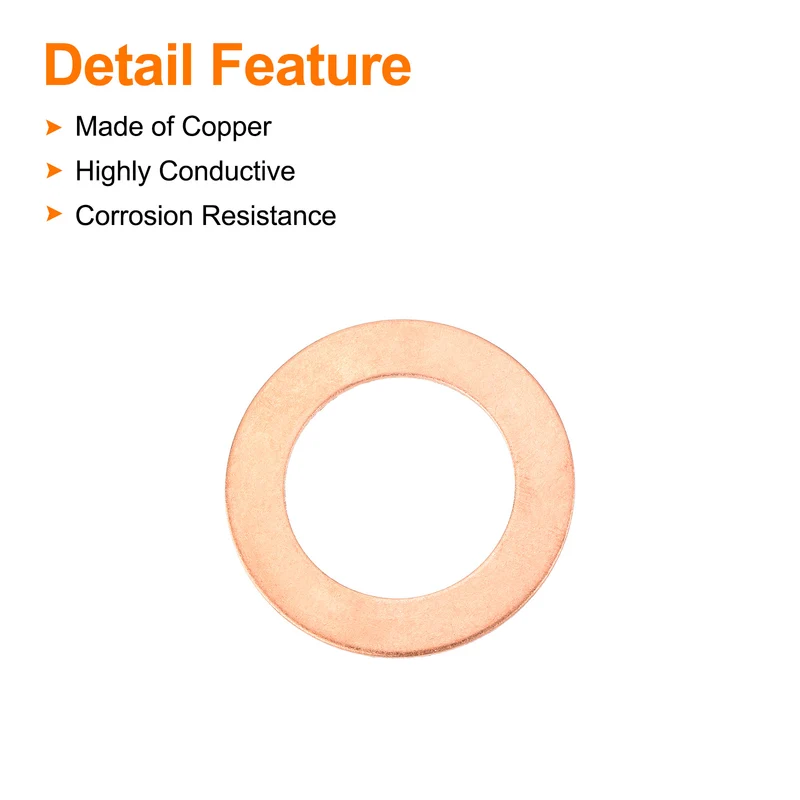 6 Pcs Flat Copper Washers 26x40x1mm Copper Flat Sealing Ring Washers