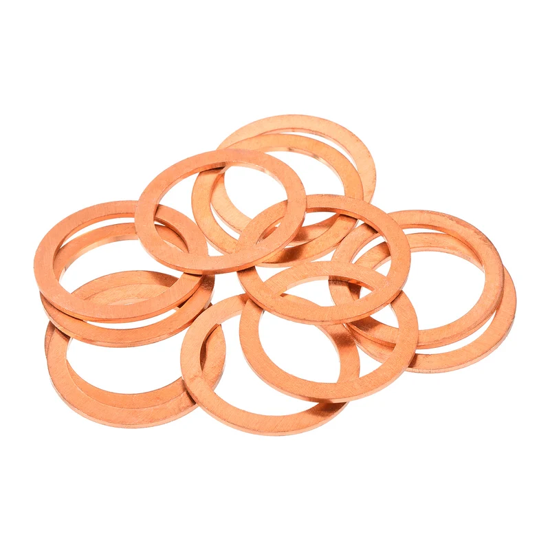 12 Pcs Flat Copper Washers 26x34x1.5mm Copper Flat Sealing Ring Washers
