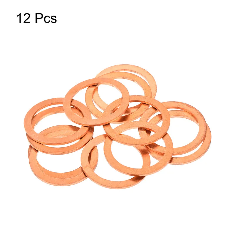 12 Pcs Flat Copper Washers 26x34x1.5mm Copper Flat Sealing Ring Washers
