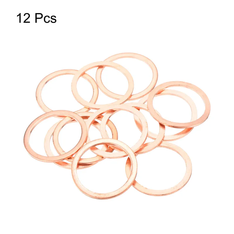 12 Pcs Flat Copper Washers 26x32x1.5mm Copper Flat Sealing Ring Washers