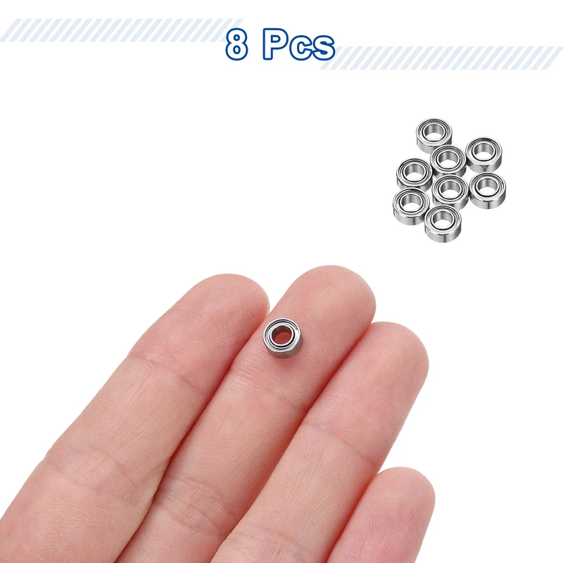 8Pcs MR63ZZ Deep Groove Ball Bearings, 3mm ID 6mm OD 2.5mm Width Bearing