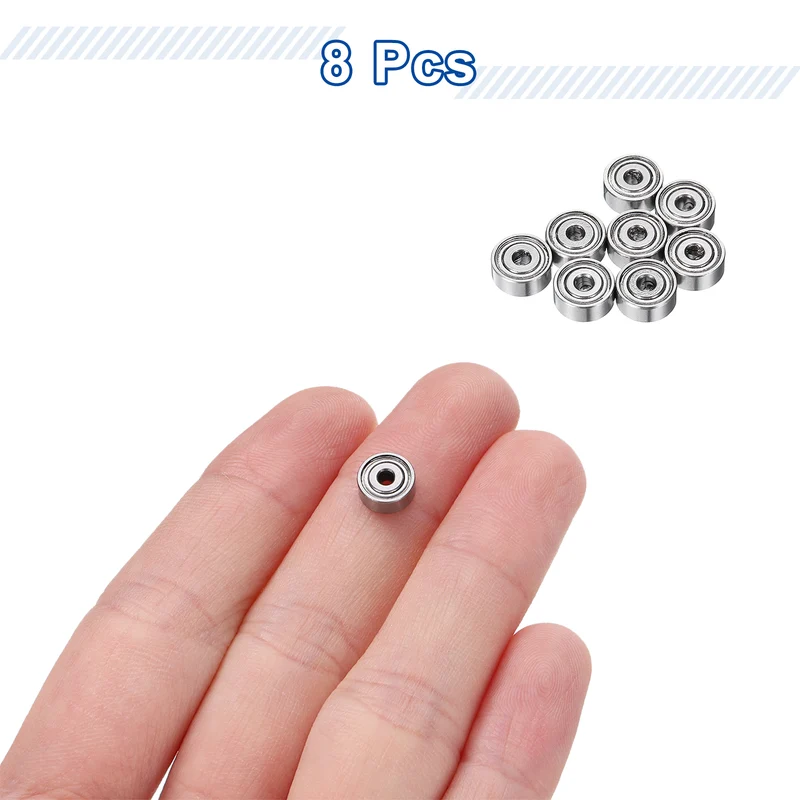 8Pcs MR72ZZ Deep Groove Ball Bearings, 2mm ID 7mm OD 3mm Width Bearing