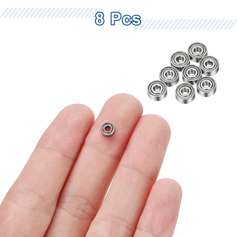 8Pcs MR62ZZ Deep Groove Ball Bearings, 2mm ID 6mm OD 2.5mm Width Bearing
