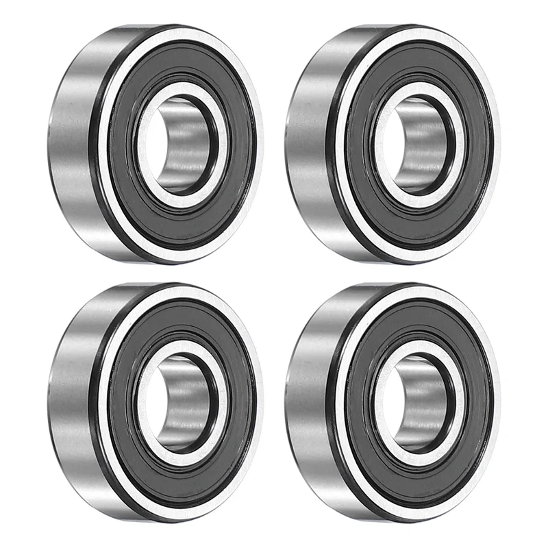 4Pcs 6000-2RS Deep Groove Ball Bearing, 10x26x8 mm Double Rubber Seal Bearing