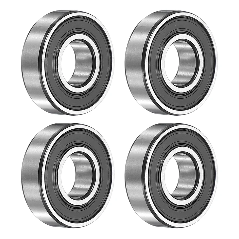 4Pcs 6001-2RS Deep Groove Ball Bearing, 12x28x8 mm Double Rubber Seal Bearing