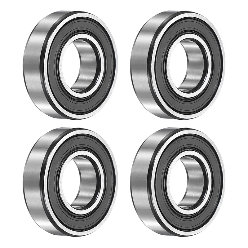 4Pcs 6002-2RS Deep Groove Ball Bearing, 15x32x9 mm Double Rubber Seal Bearing