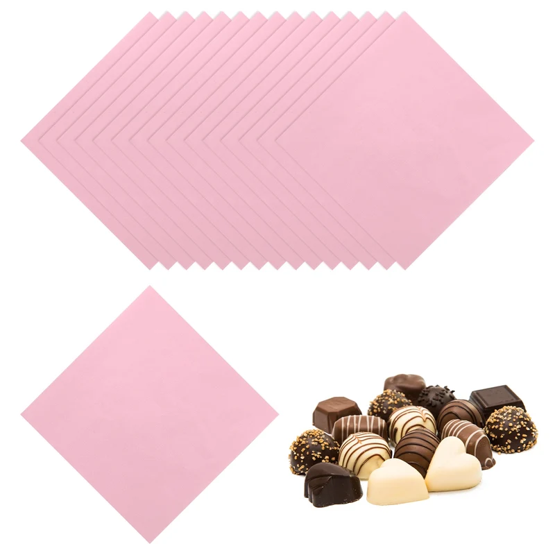 200 Pcs Candy Foil Wrappers, 7.87 x 7.87" Chocolate Wrappers, Light Pink