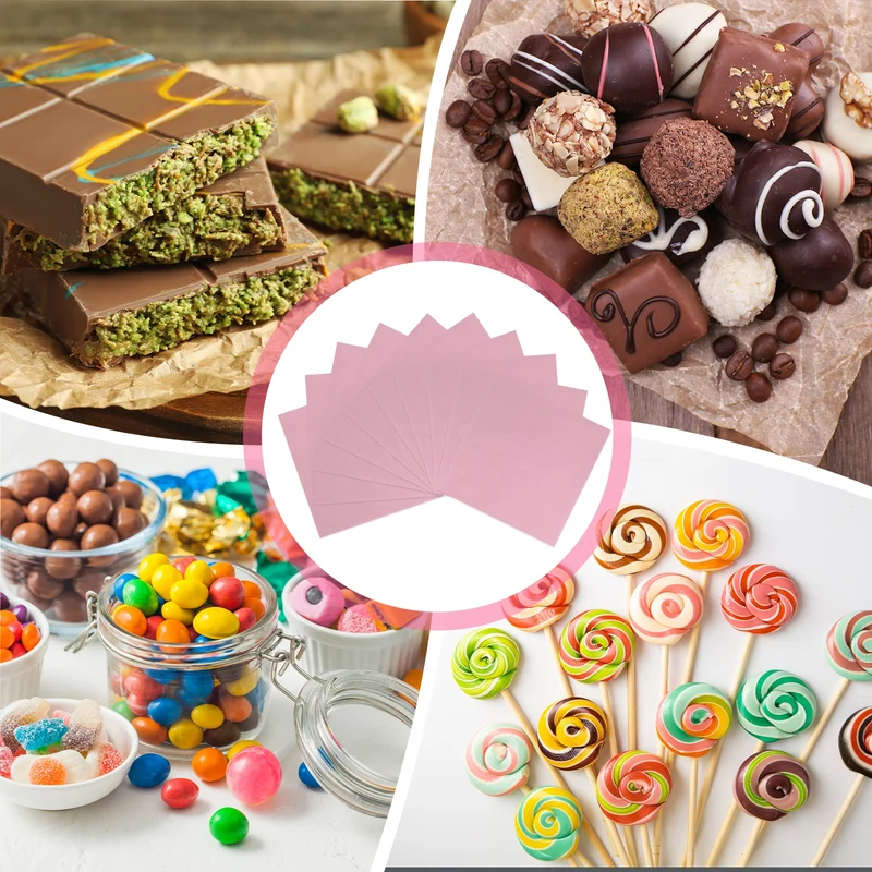 200 Pcs Candy Foil Wrappers, 7.87 x 7.87" Chocolate Wrappers, Light Pink
