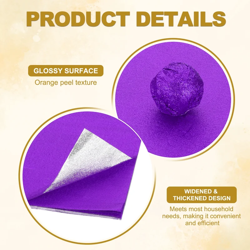 200 Pcs 4x4 Inch Foil Candy Wrappers Chocolate Wrapping Paper Dark Purple