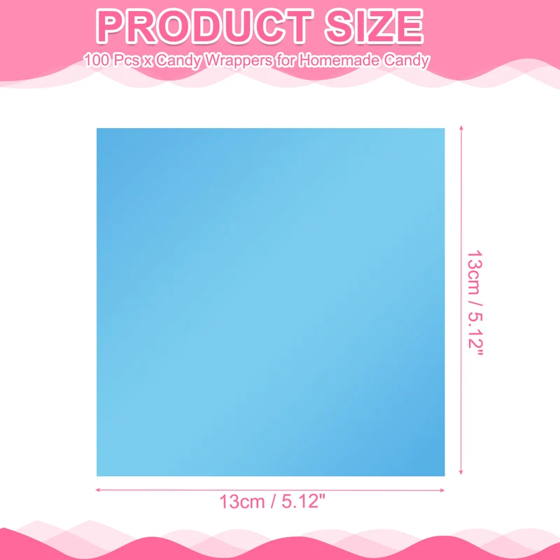 100Pcs Candy Wrappers 5 x 5 Inch Chocolate Wrap Paper for Lollipop Blue