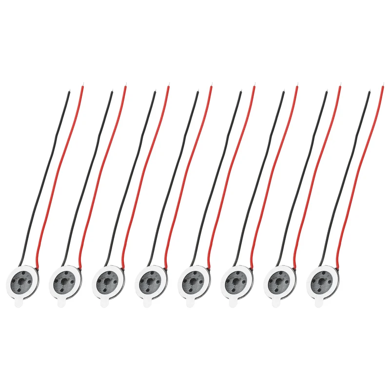 8Pcs 1W 8 Ohm 10mm/0.4" Small Round Internal Magnetic Speaker Black