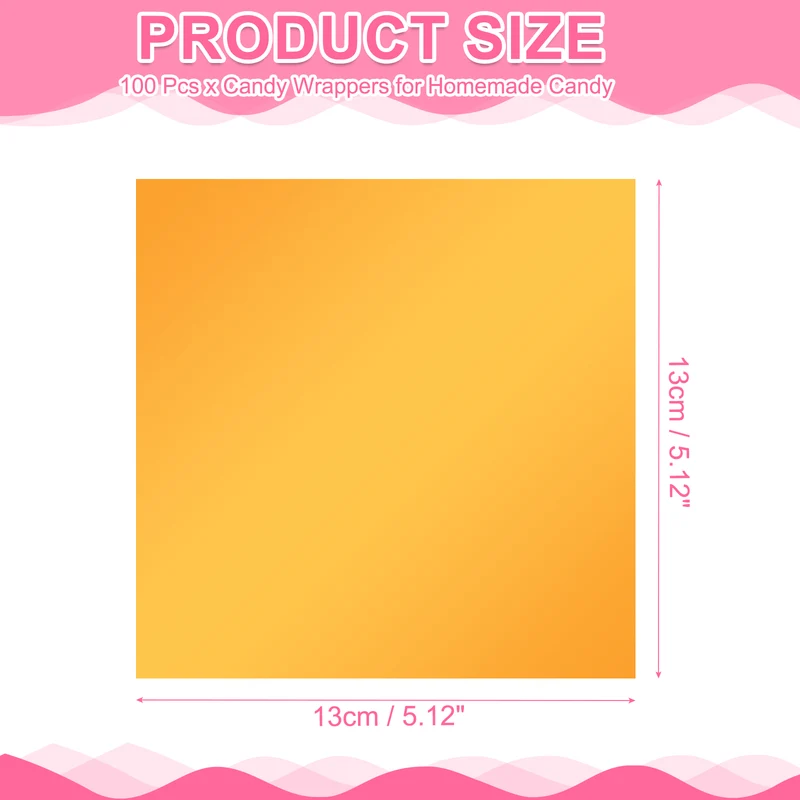 100Pcs Candy Wrappers 5 x 5 Inch Chocolate Wrap Paper for Lollipop Orange