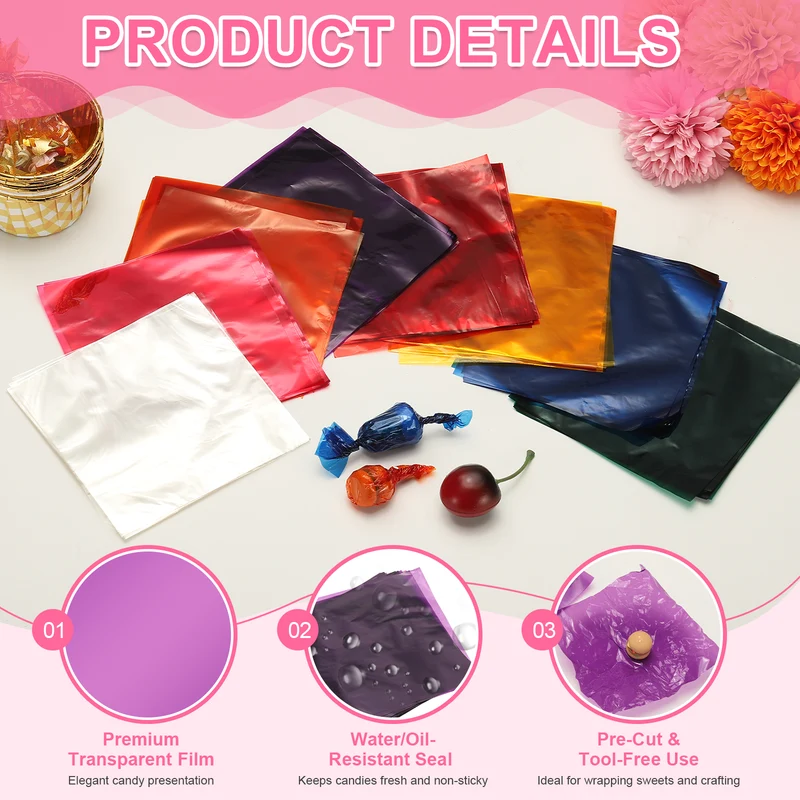 100Pcs Candy Wrappers 5 x 5 Inch Chocolate Wrap Paper for Lollipop Purple,