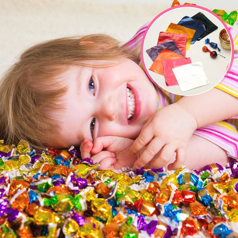 300 Pcs Candy Wrappers, 5 x 5 Inch Chocolate Wrap Paper for Lollipop, Pink