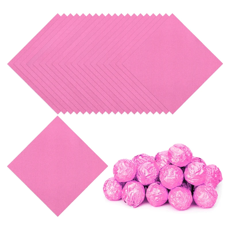 Foil Candy Wrappers 6x6 Inch, 100 Pcs Pink Fine Grid Paper for DIY Chocolate