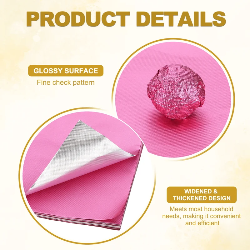 Foil Candy Wrappers 6x6 Inch, 100 Pcs Pink Fine Grid Paper for DIY Chocolate