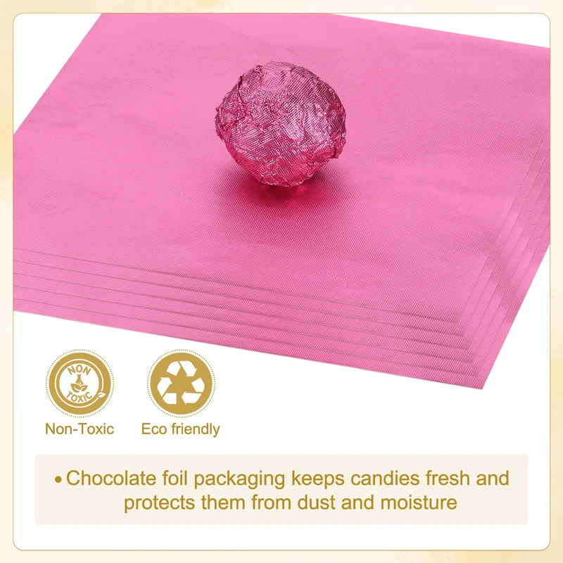 Foil Candy Wrappers 6x6 Inch, 100 Pcs Pink Fine Grid Paper for DIY Chocolate