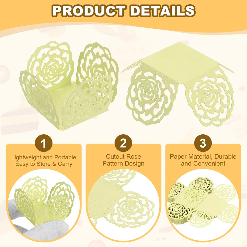 50PCS 4 Inch Truffle Wrappers for Wedding Birthday, Light Yellow