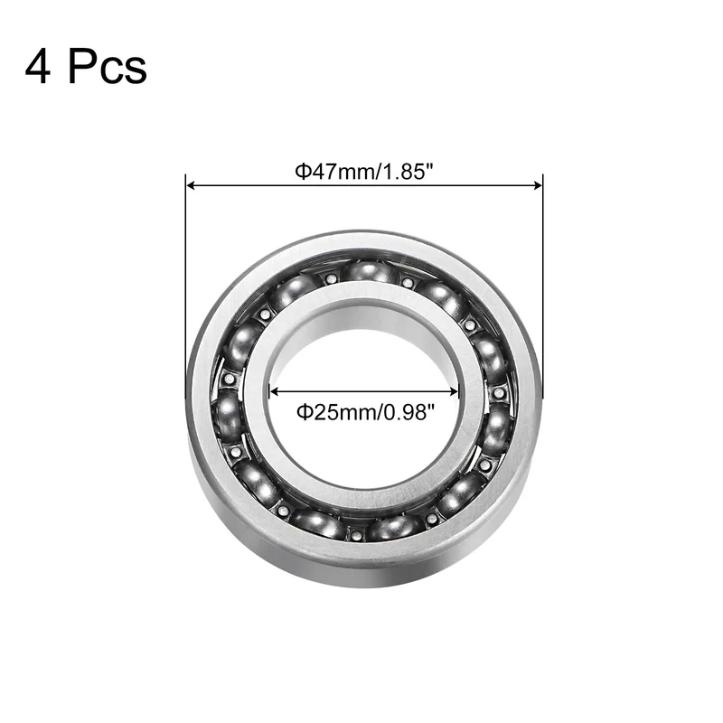 6005 Deep Groove Ball Bearing,4pcs 25x47x12mm C3 Open Type Bearings