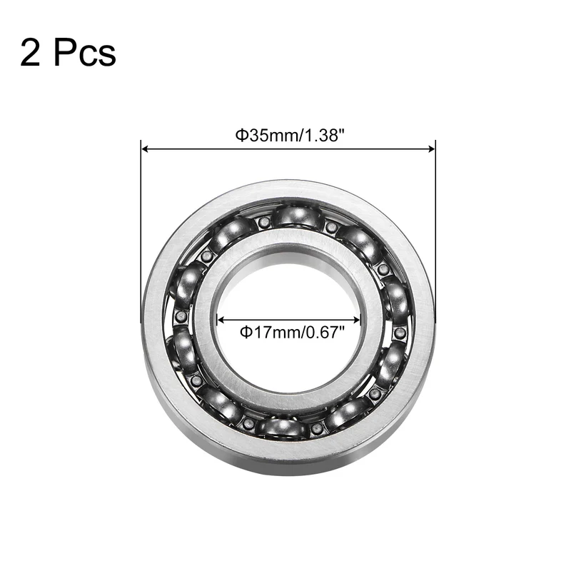 16003 Deep Groove Ball Bearing, 2pcs 17mm x 35mm x 8mm Hign Carbon Chrome Steel Z0 Open Type Bearing