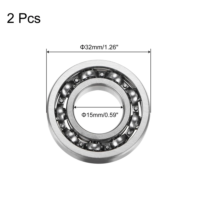 16002 Deep Groove Ball Bearing, 2pcs 15mm x 32mm x 8mm Hign Carbon Chrome Steel Z0 Open Type Bearing