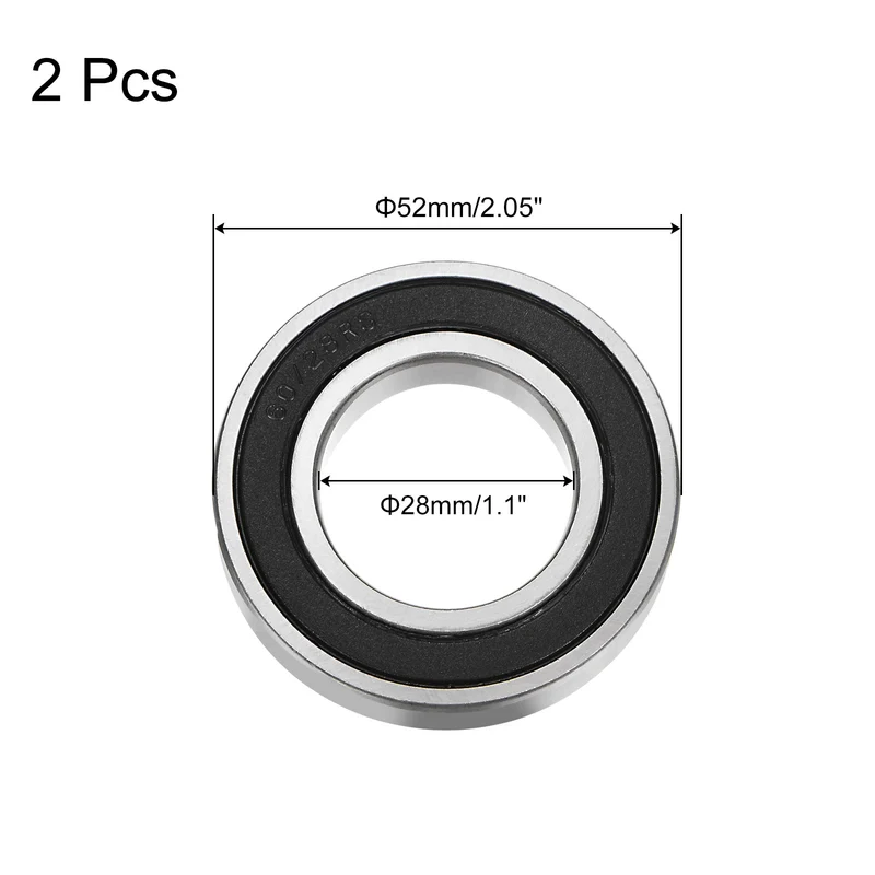 2pcs 60/28-2RS Deep Groove Ball Bearing 28 x 52 x 12mm Z1 Double Sealed Bearing