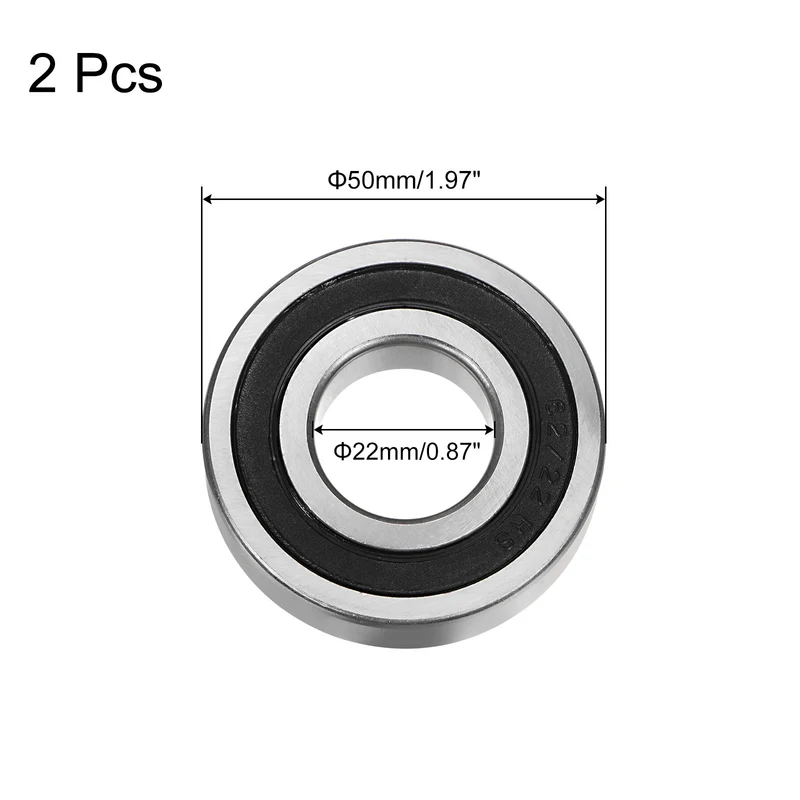 62/22-2RS Deep Groove Ball Bearing, 2pcs 22 x 50 x 14mm Z1 Double Sealed Bearing