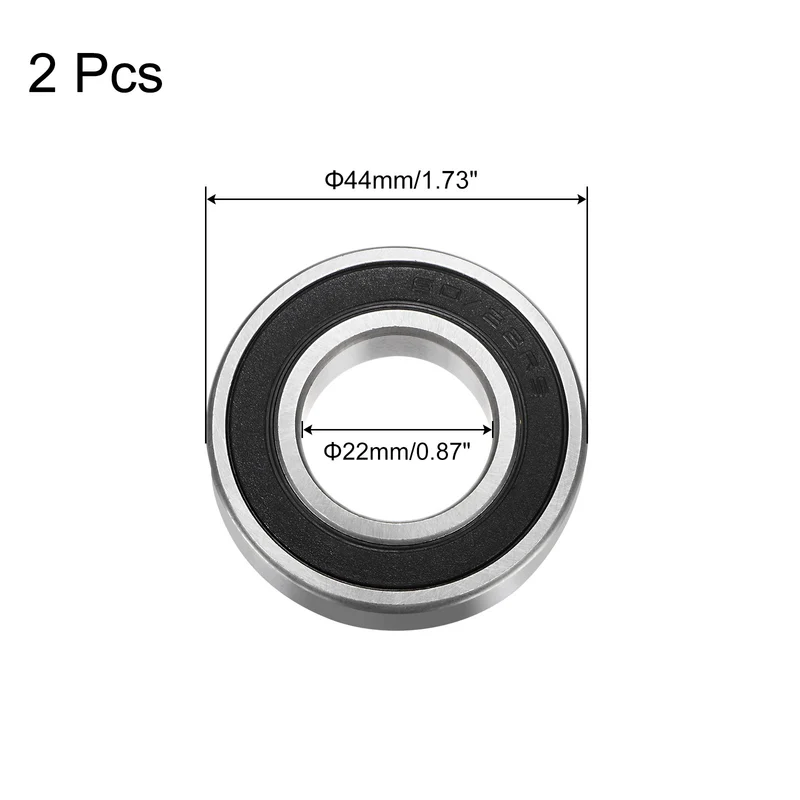 60/22-2RS Deep Groove Ball Bearing, 2pcs 22 x 44 x 12mm Z1 Double Sealed Bearing