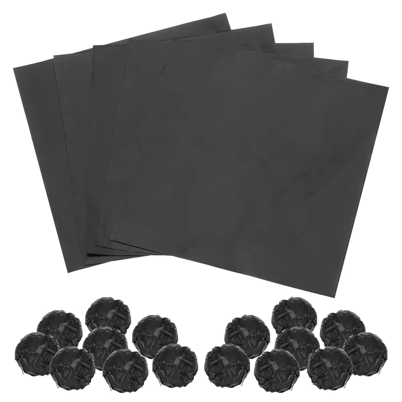 100pcs Black Metallic Foil Paper, 3x3" Glossy Texture Wrapping Paper