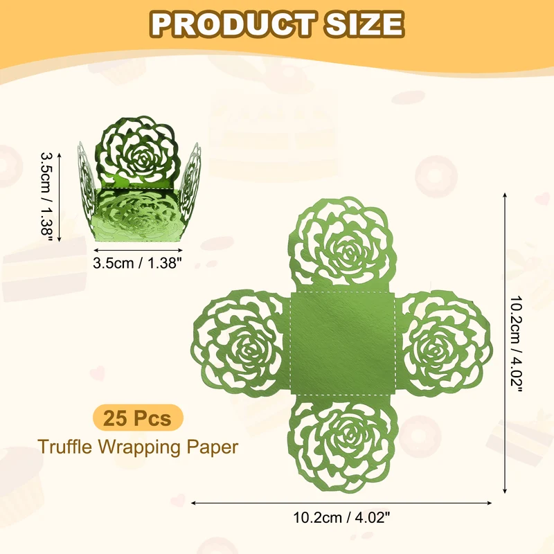 25PCS 4 Inch Truffle Wrappers for Wedding Birthday, Light Green