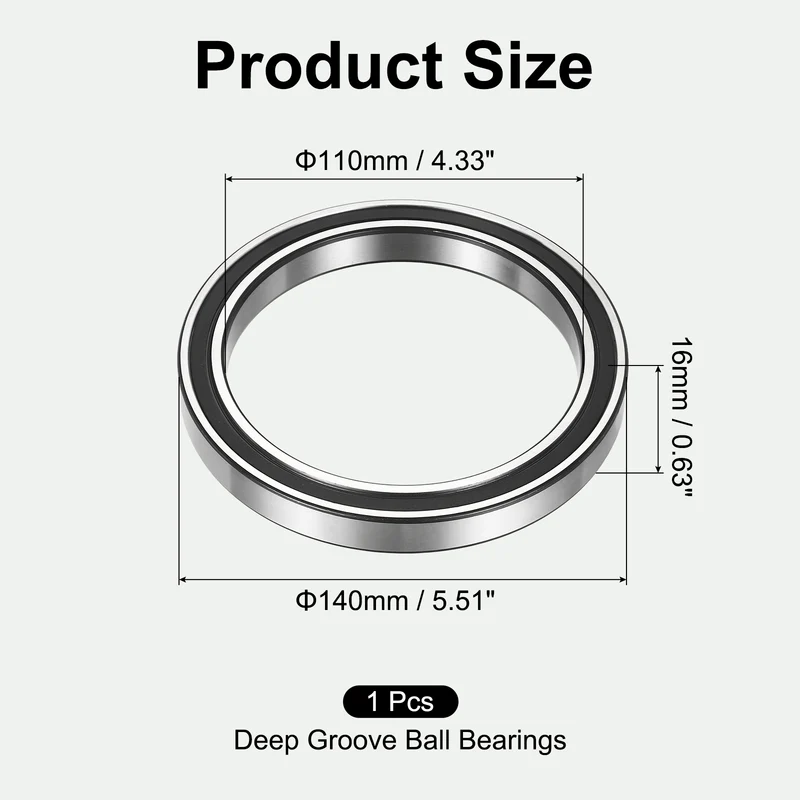 6822-2RS Deep Groove Ball Bearings 110x140x16mm ABEC3 Bearing
