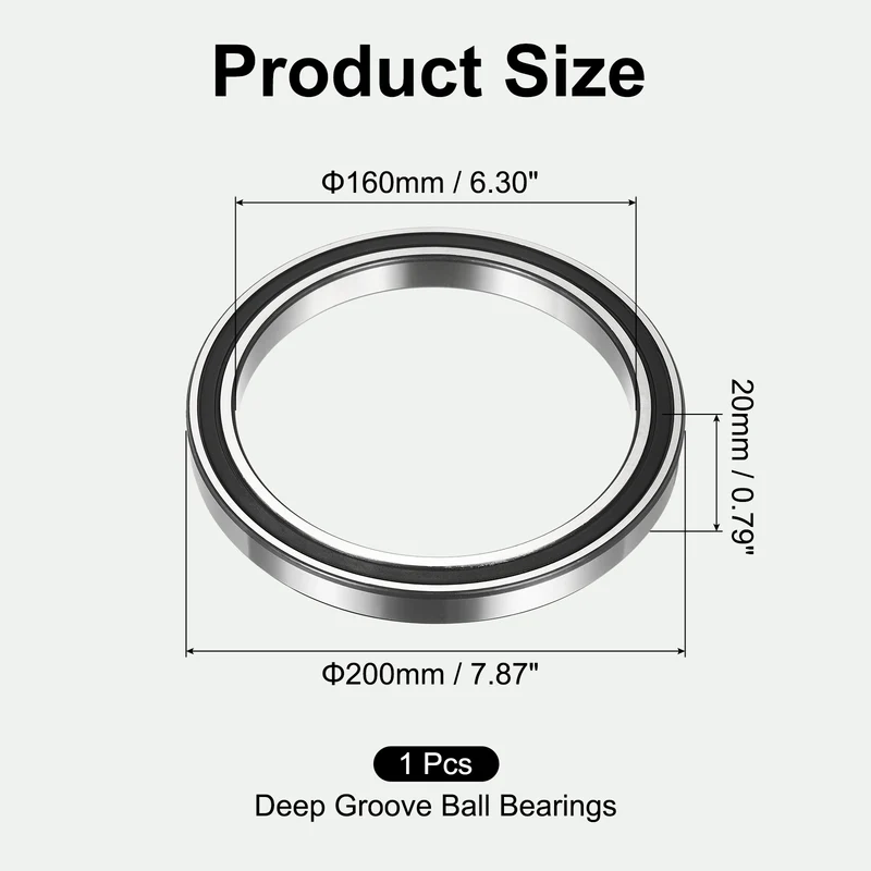 6832-2RS Deep Groove Ball Bearings 160x200x20mm ABEC3 Bearing