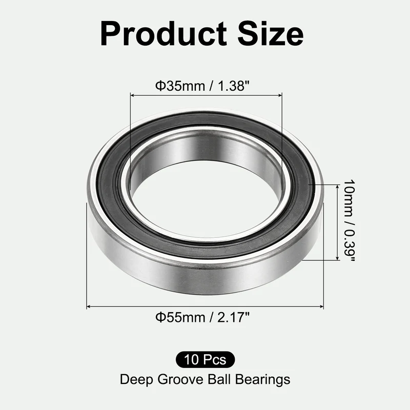10Pcs 6907-2RS Deep Groove Ball Bearings 35x55x10mm ABEC3 Bearing