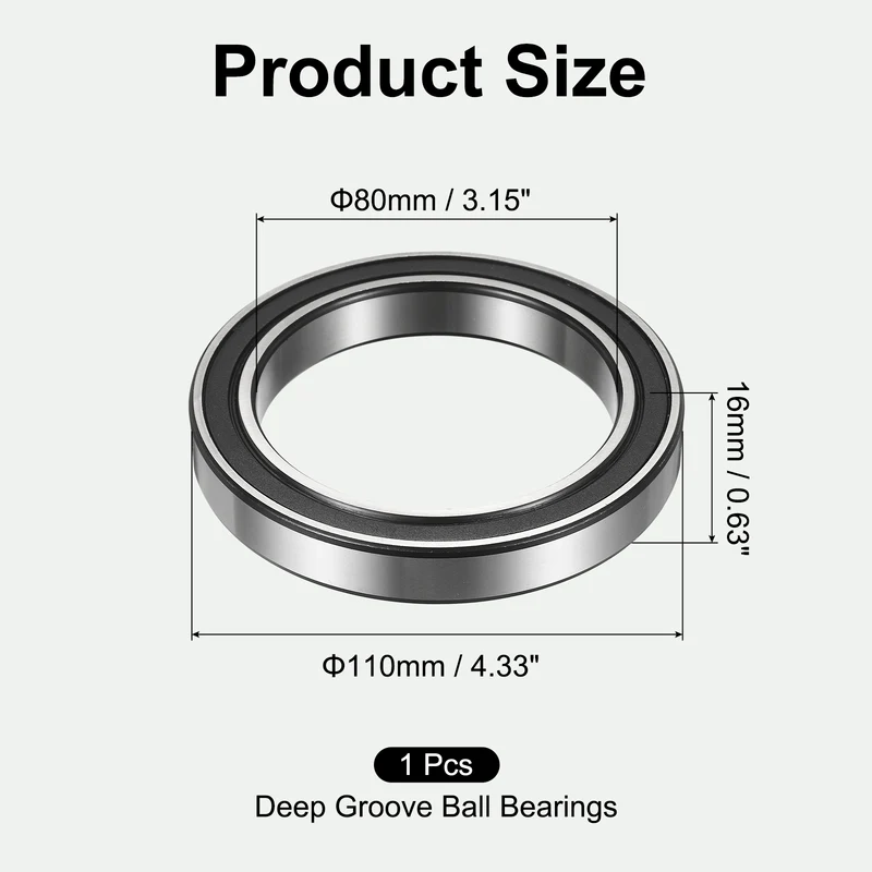 6916-2RS Deep Groove Ball Bearings 80x110x16mm ABEC3 Bearing